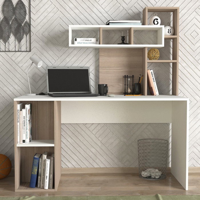 Hanah Home Mesa de Estudio Escandinava Blanca y Córdoba 140x153.8x60cm